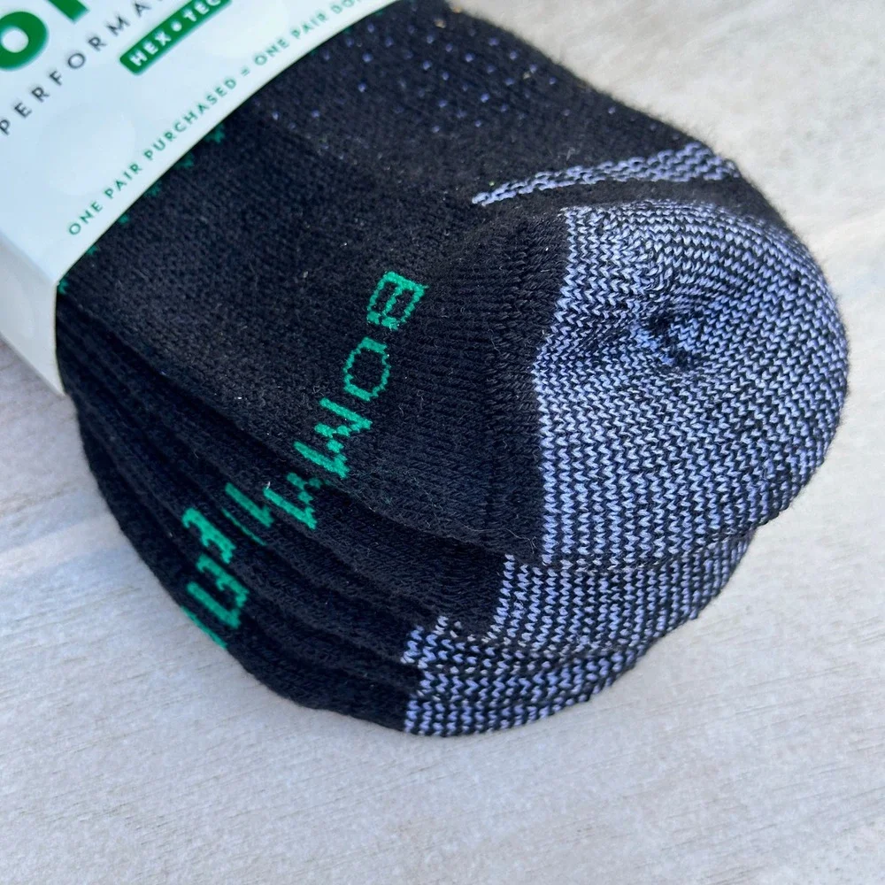 Bombas Performance Golf Hex-Tec Quarter Socks Black XL M 13.5-16 W 13.5-17